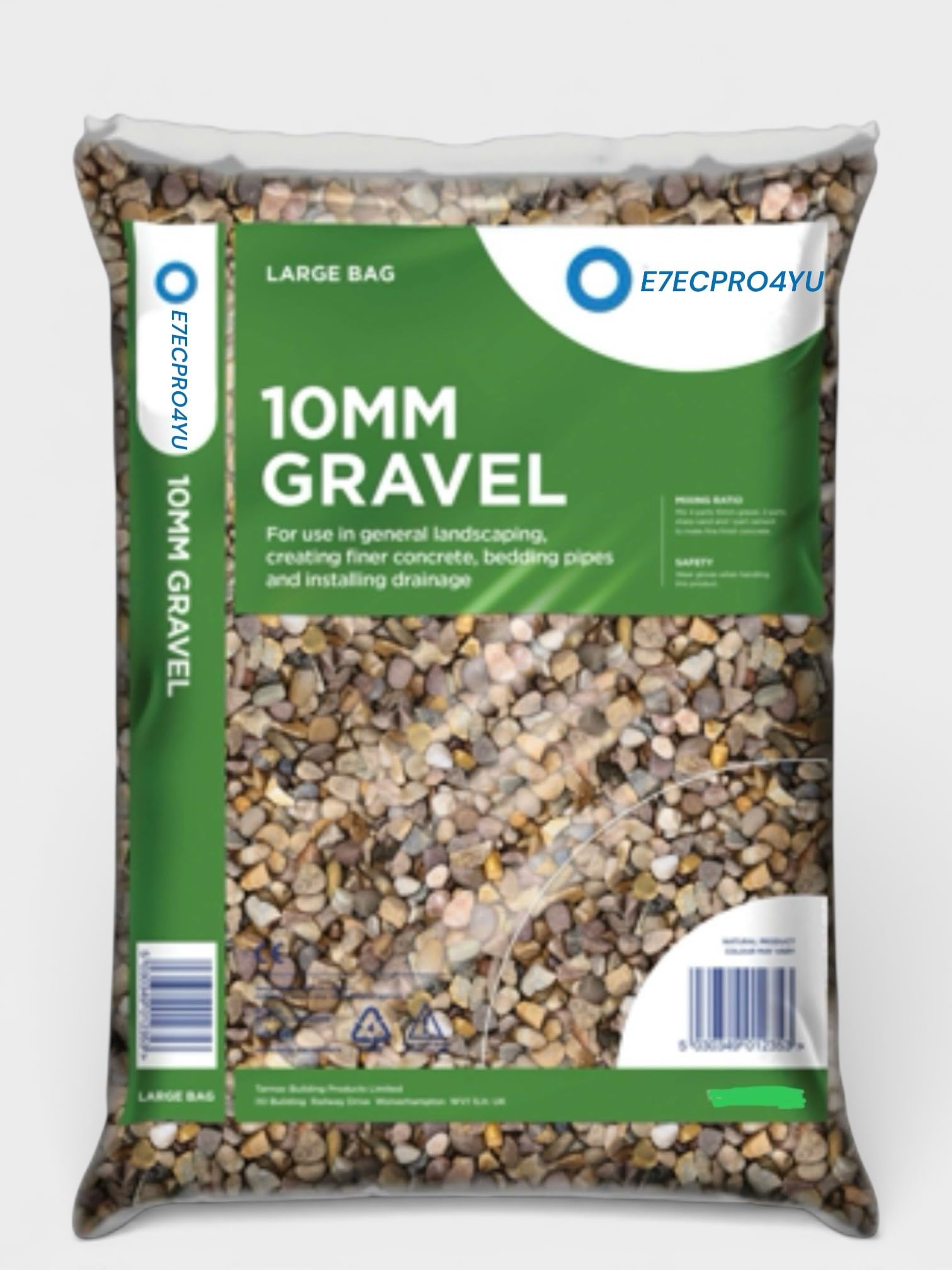 10mm Pea Shingle Gravel, Natural Stone Aggregate, 25kg Per Bag, Angular To Rounded Stones, for Drainage and Landscaping (10 BAGS)