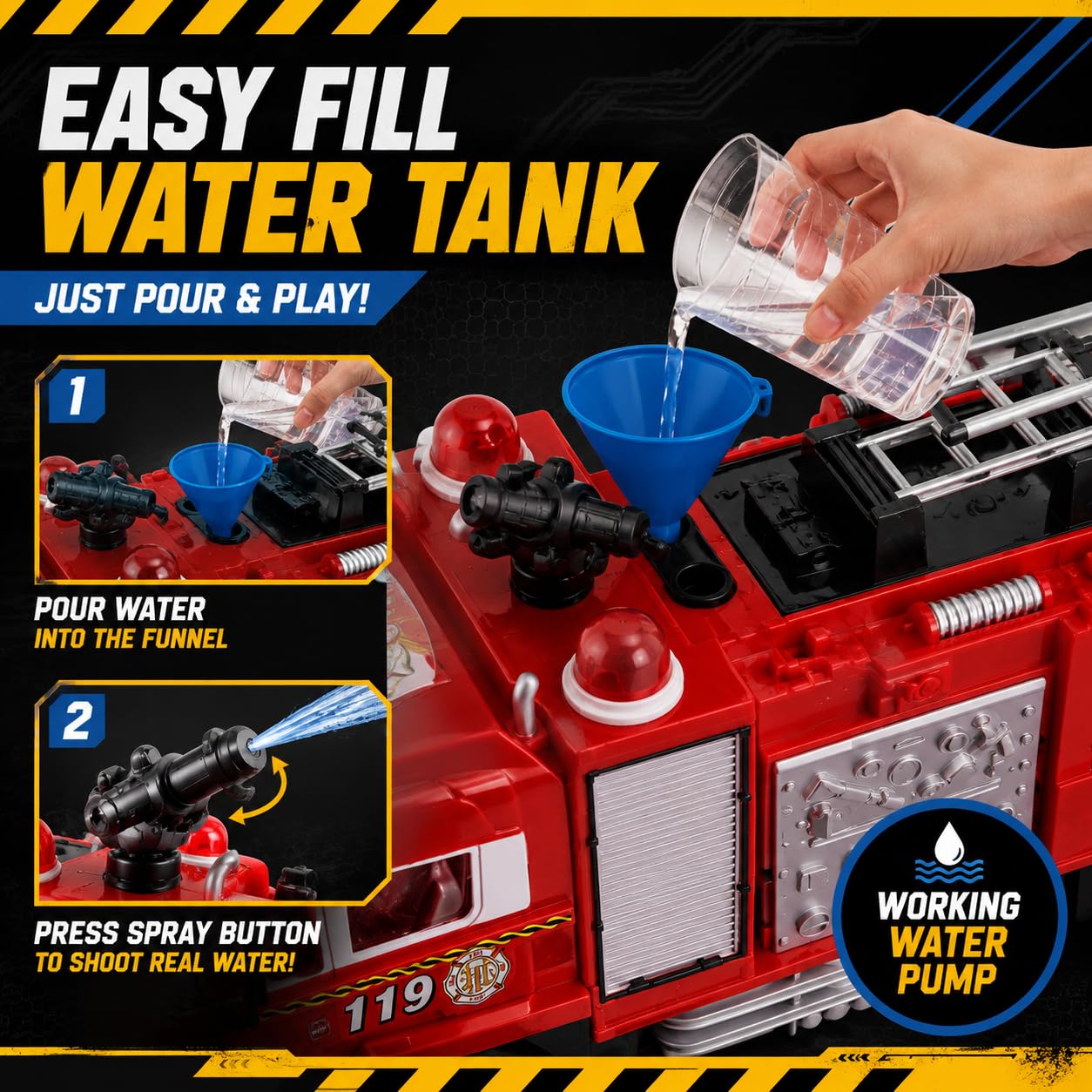 R/C Rescue Fire Engine Toy Truck - Radio Control RC Fire Truck