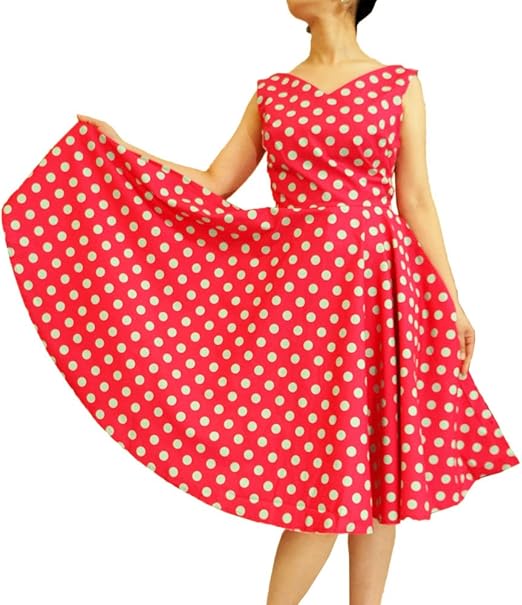 Amazon Co Jp ロカビリー ワンピース 水玉 Vネック ピンク L B96 W77 着丈105 服 ファッション小物