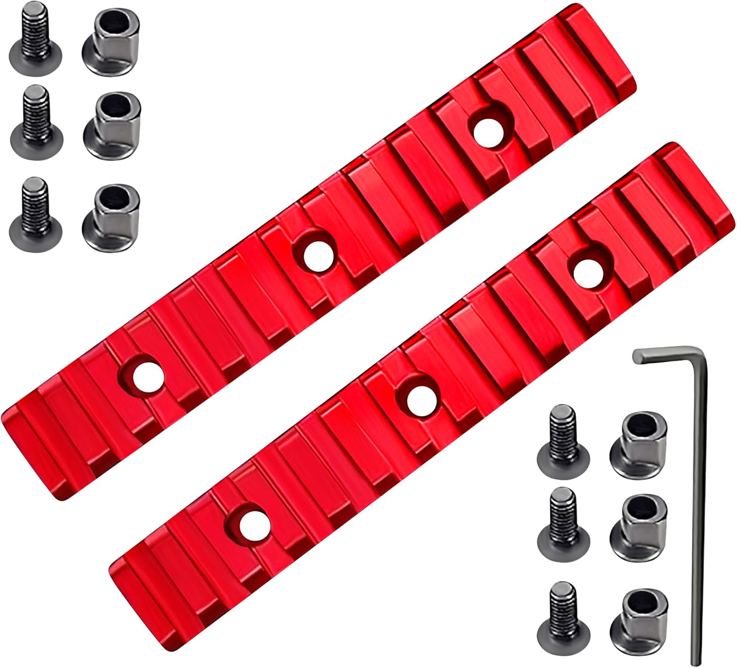 Gotical Combo of 2 Items which Includes 5 Slots 2 Pieces and 7 Slot 2 Pieces Key mod Lightweight Aluminum Red Color (5,7,13 Slots | Trigger & Attachment)