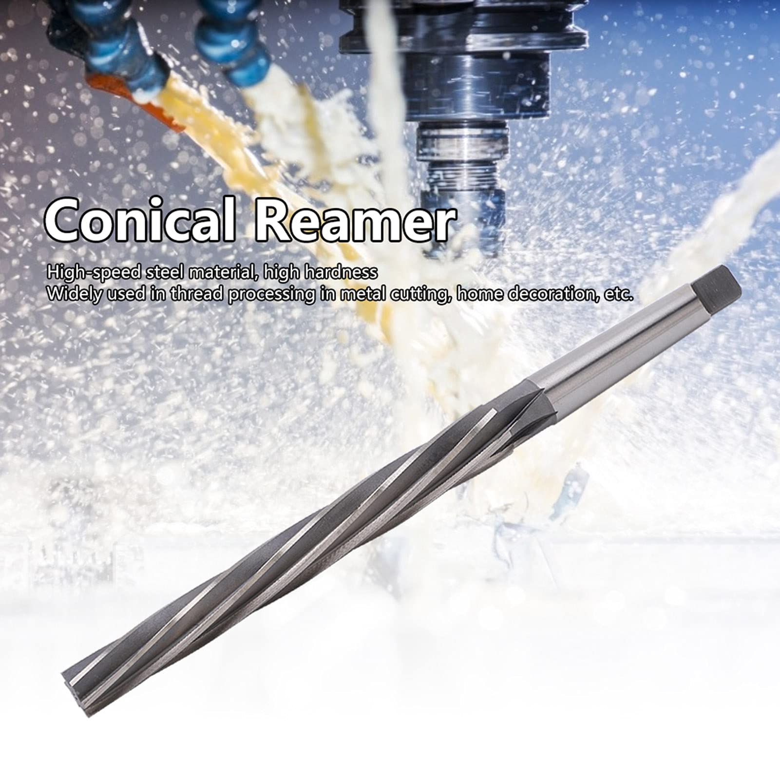 1:50 Taper Spiral Reamer, High Speed Steel Long, H7 Accuracy for Metal Cutting Thread Processing, Durable and High Penetration