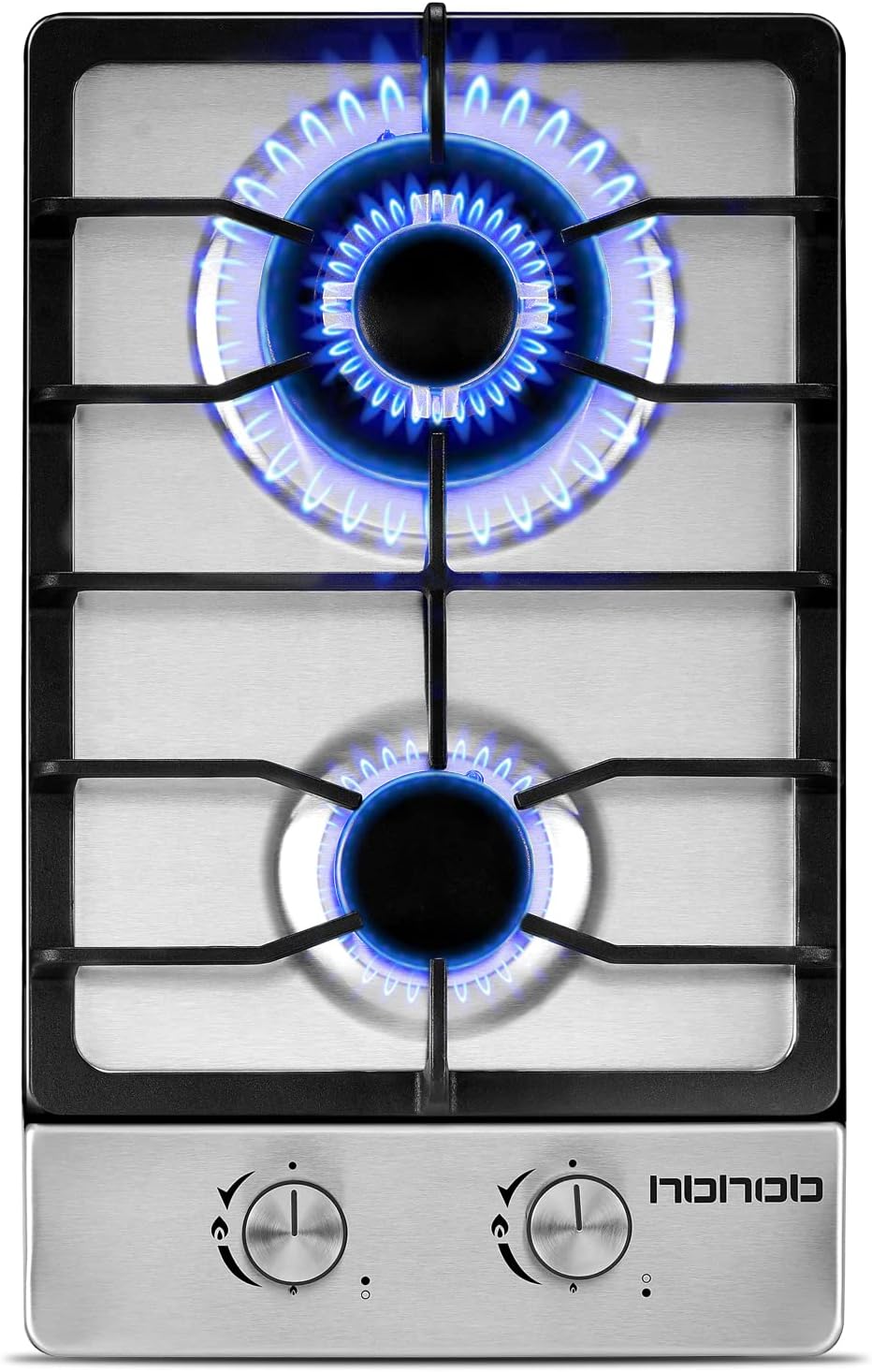 Gas Cooktop, HBHOB 12 Inch Stainless Steel Gas Stove๏ผ2 BurnerNG/LPG Convertible for RVs, Apartments, Outdoor