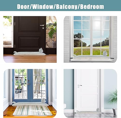 Miniatura 6 de Marwood Tope decorativo para debajo de la puerta, de 32 pulgadas, para puerta y ventana, tapón de aire de animal con peso, bloqueador de ruido de