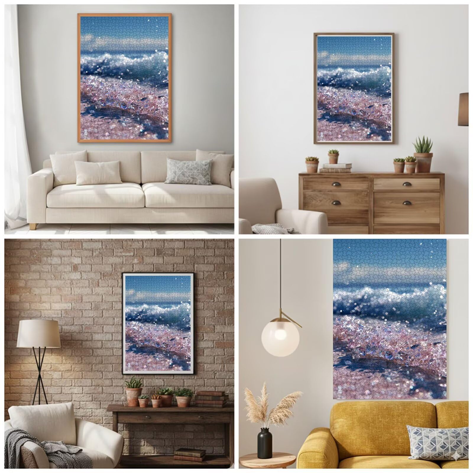 Puzzle 2000 elementów - Ocean & Różowy - Trwałe drewniane puzzle z literami na plecach - Gra bez kurzu z plakatem - Model dla kolekcjonerów i powyżej 14 lat (75 x 105 cm) P3#1276