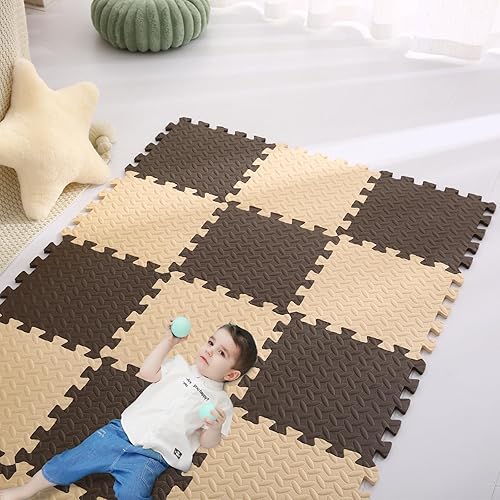 Miniatura 7 de Tapete de juego de espuma para bebé, tapete de espuma entrelazado de 0.4 pulgadas de grosor, tapete de juego suave no tóxico para bebé, tapete