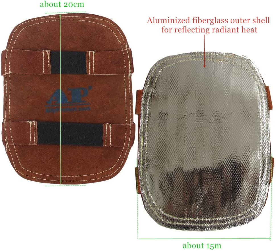 Welding Gloves' Pad High Heat Protection Pad Aluminized & Cowhide Leather Anti Flame Stitching Sparking Shield Welding Pad (2)