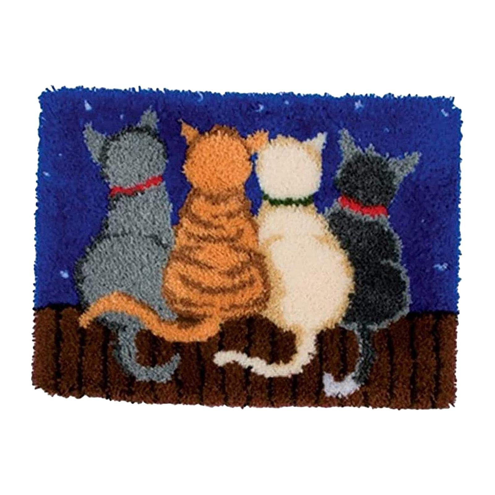 embroidery carpet latch hook kit crochet rug making diy cushion mat catcrafts|needlecrafts & yarn|rug making|latch hooking|latch hooking kits