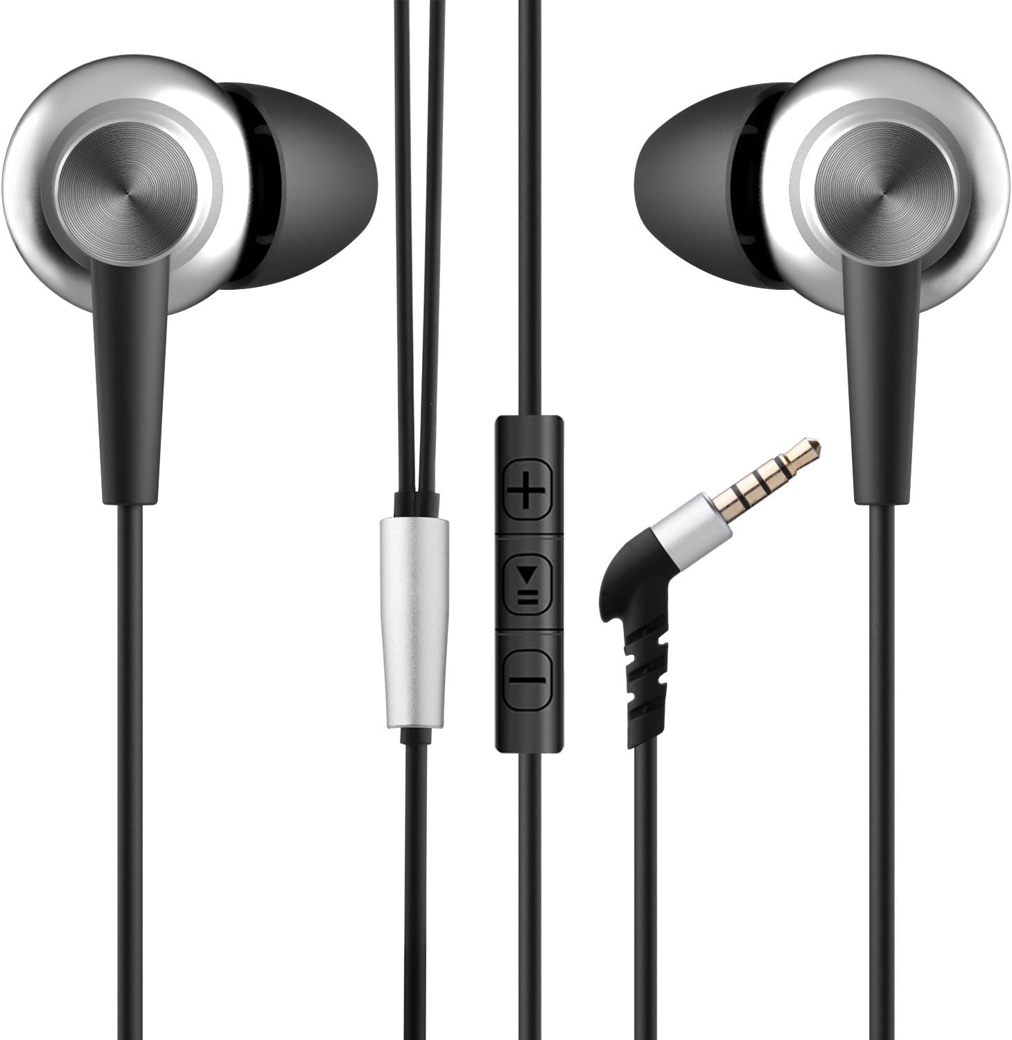 Wired Earphones Aoslen In Ear Headphones Noise Cancelling Earbuds Bass Stereo Sports Headsets with Microphone & Button Control & Volume Control For iPhone Android Etc - Silver