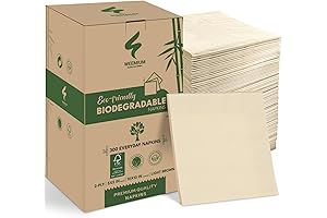 Caboo 300 Pack Compostable Napkins: Eco-Friendly Disposable Paper Napkins for Dining and Events