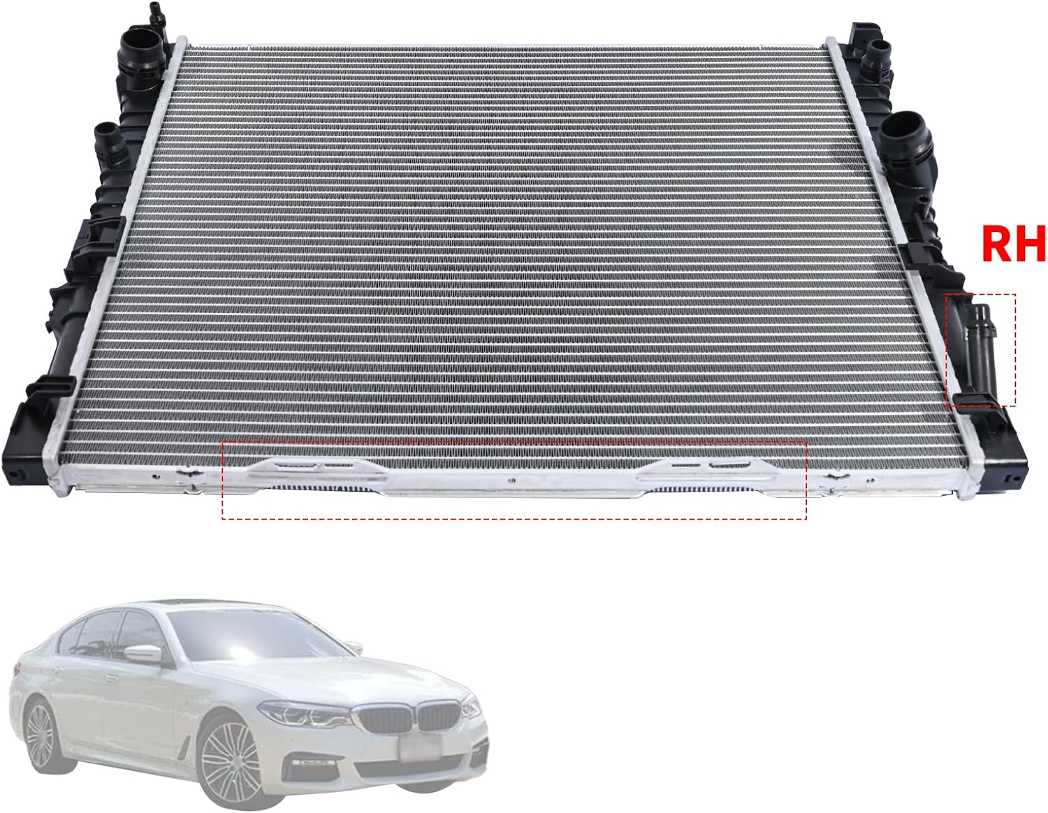 Radiator Right Side 17118743663 Compatible with BMW 540i 540i-xDrive 530i 530i-xDrive G30 740i 740i-xDrive G12 2017 2018 2019 2020 Replace 17118650745