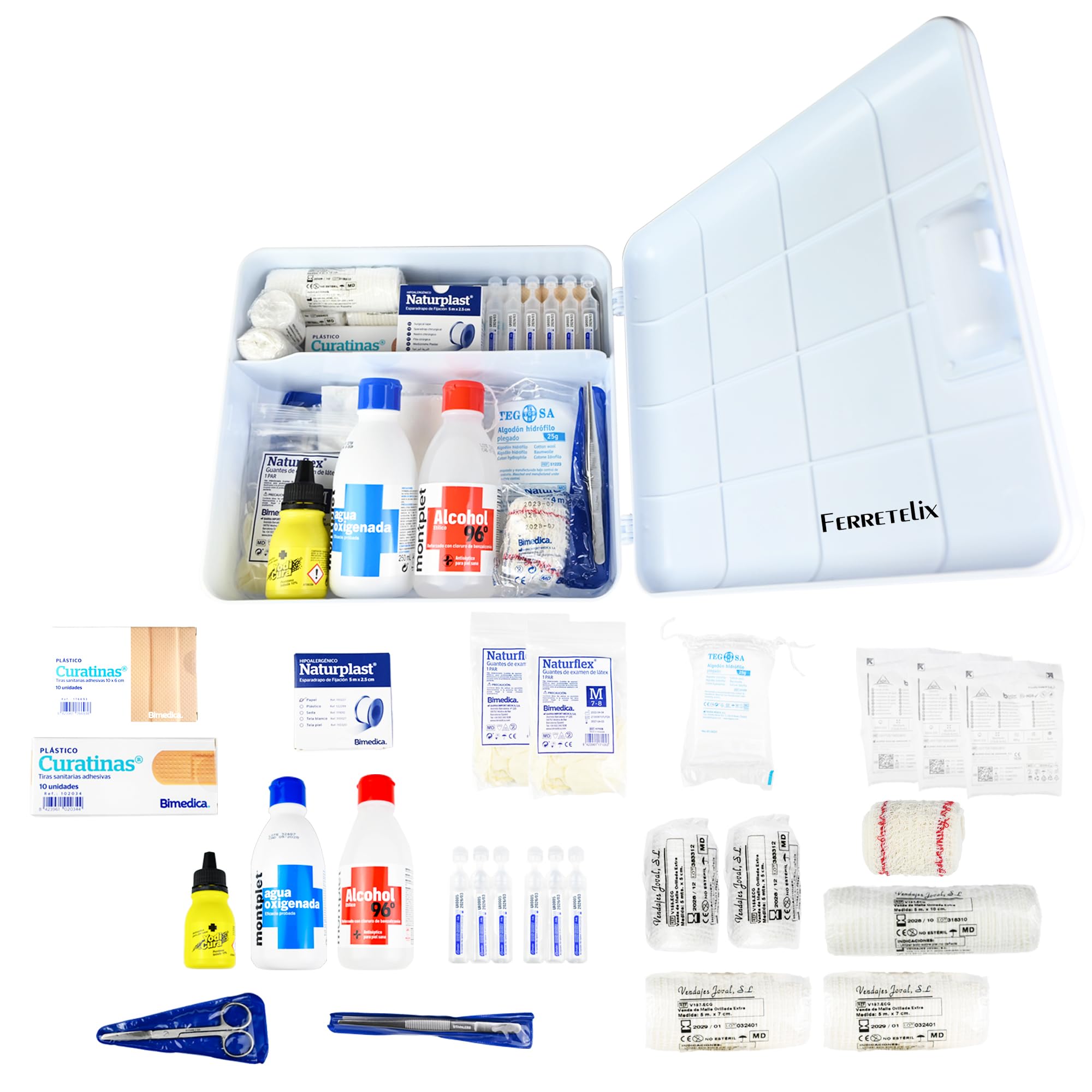 FERRETELIX® Kit Pronto Soccorso Omologato - Valigetta 27x22x8 Cm - Dotazione Completa Portatile - Made In Spain - 3
