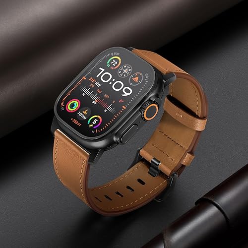 Vista 116 de UUPWPOKT Correa de cuero compatible con Apple Watch Ultra 3/2/1 Band de 1.929 in, 1.811 in, 1.772 in, 1.732 in, 1.654 in, correa de cuero genuino