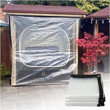 Clear Waterproof Cover Tarp with Eyelets, Dustproof Rainproof Tarpaulin Ground Sheet Covers PE Vinyl Foldable Tarpaulin for Patio Garden Furniture Plants  Color Clear , Size 1x1m/3.28x3.28ft