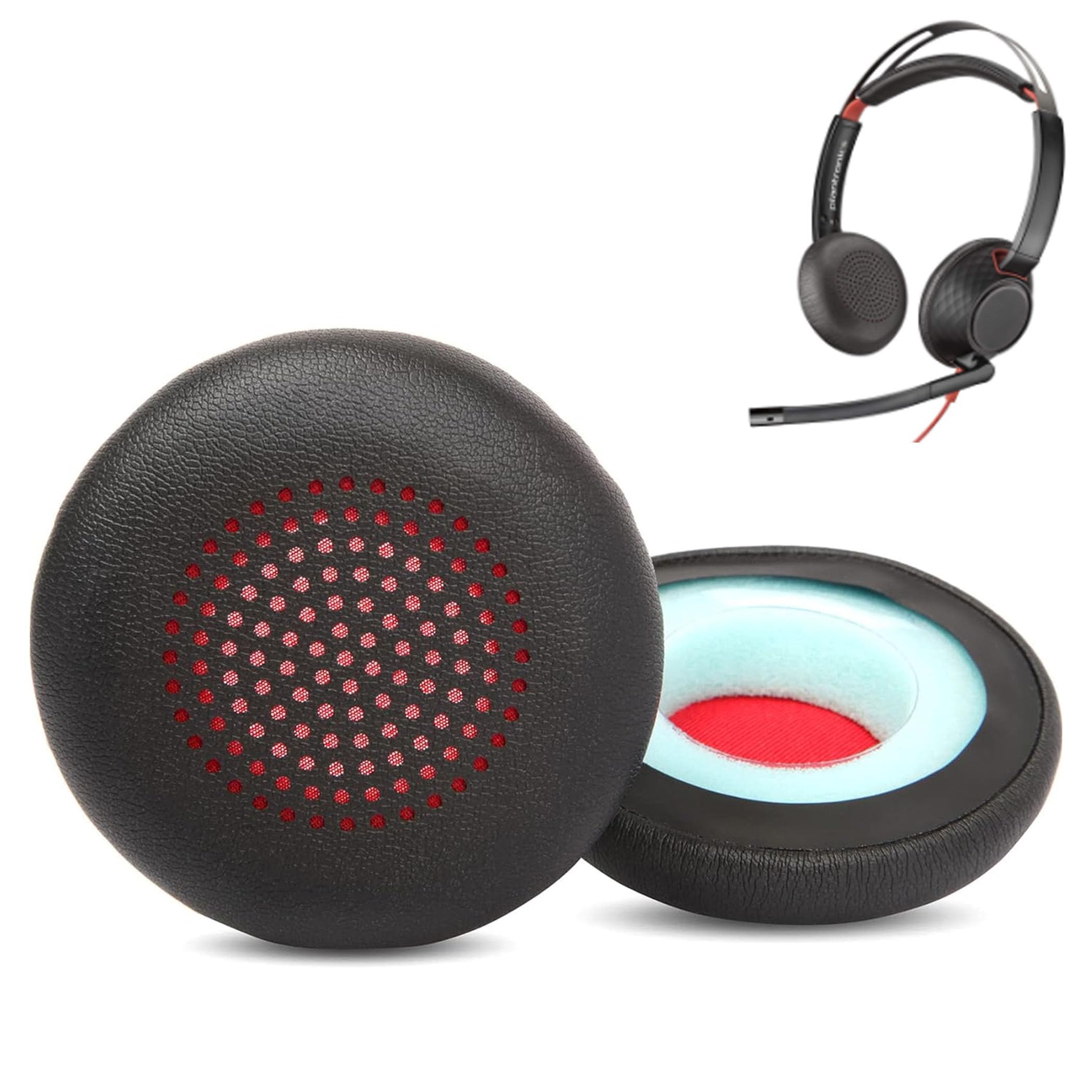 Premium Protein Leather Earpads Replacement for Plantronics BLACKWIRE 5210 5220 7225 Headsets Ear Cushions