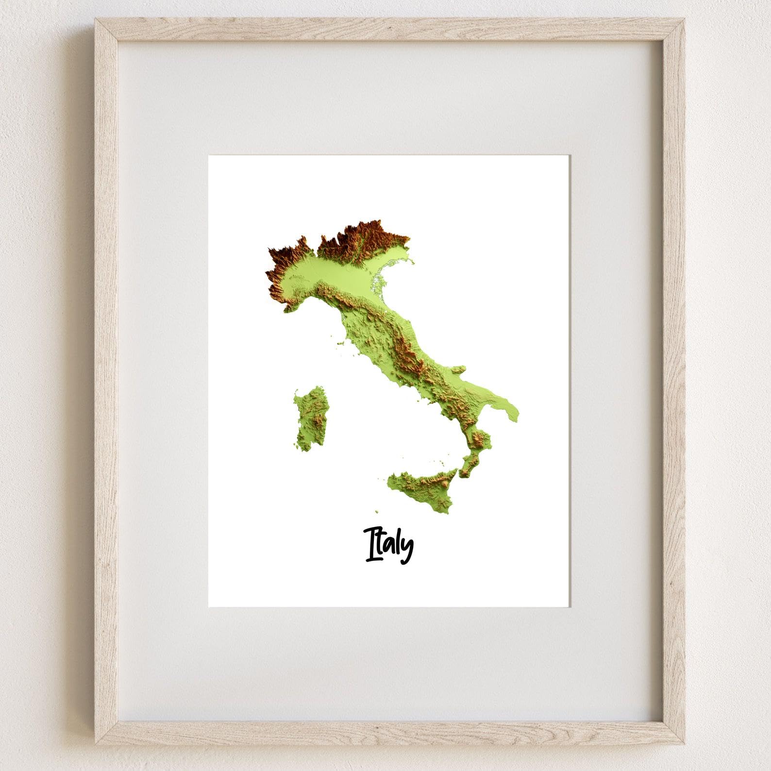 Amazon.co.jp: Susie Arts 8X10 フレームなし イタリア 世界地図 3D