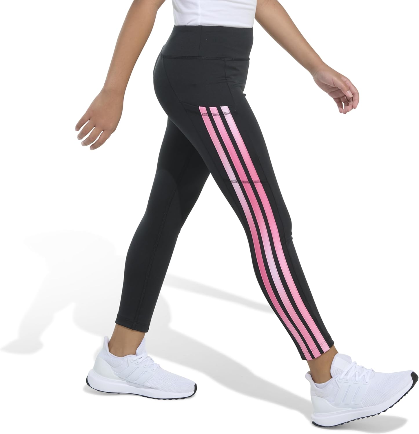 adidas Girls 3-Stripe Cellphone Pocket 7/8 Legging (Big Kid) - Image 2