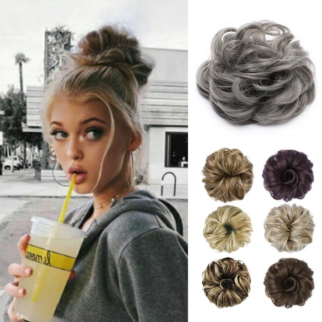 BaFaHo Messy Hair Bun Hair Scrunchies Extension Curly Wavy Messy Synthetic Chignon for Women Updo Hairpies.