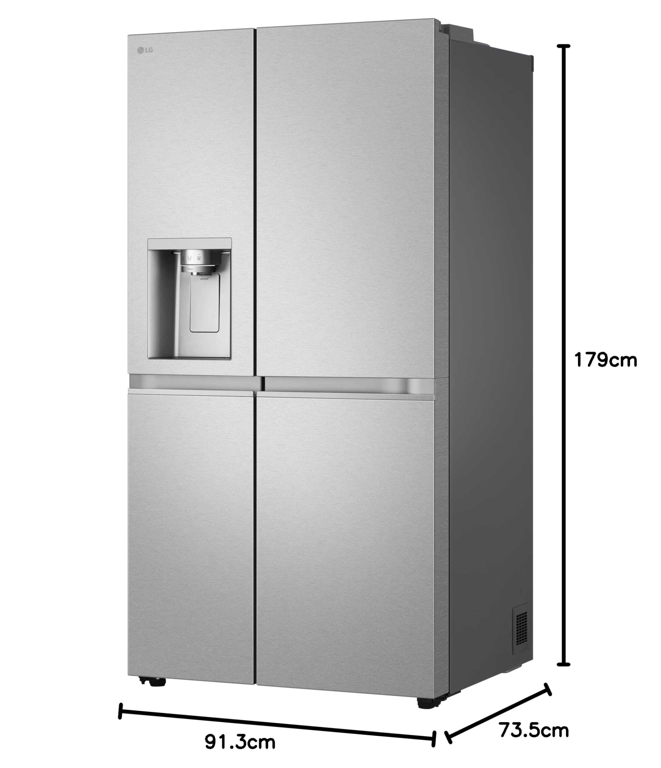 LG GSLE91MBAC Frigorifero Americano Side-by-Side, Classe C, Frigorifero No Frost, 628L, Wi-Fi, Tecnologia Door&Linear Cooling, Fresh Converter, Dispenser Senza Allaccio, UVnano, Metal Sorbet
