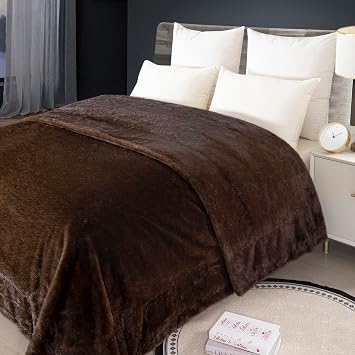 LGYKUMEG Ultra Soft Luxury Fluffy Mink Faux Mink Blanket,Cozy Plush Reversible Blanket ,Thick Reversible Throw Suitable for Fall & Winter,Home Decor,Brown,150x200cm