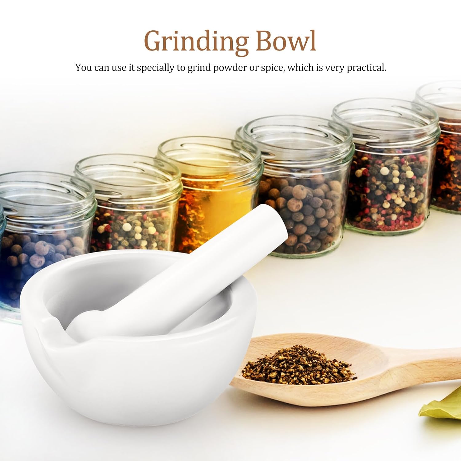2 Sets Mini Mortar and Pestle Grinding Bowls for Food Spices and Seasonings with Easy-Hold Pestles and Practical Kitchen Supplementary Containers