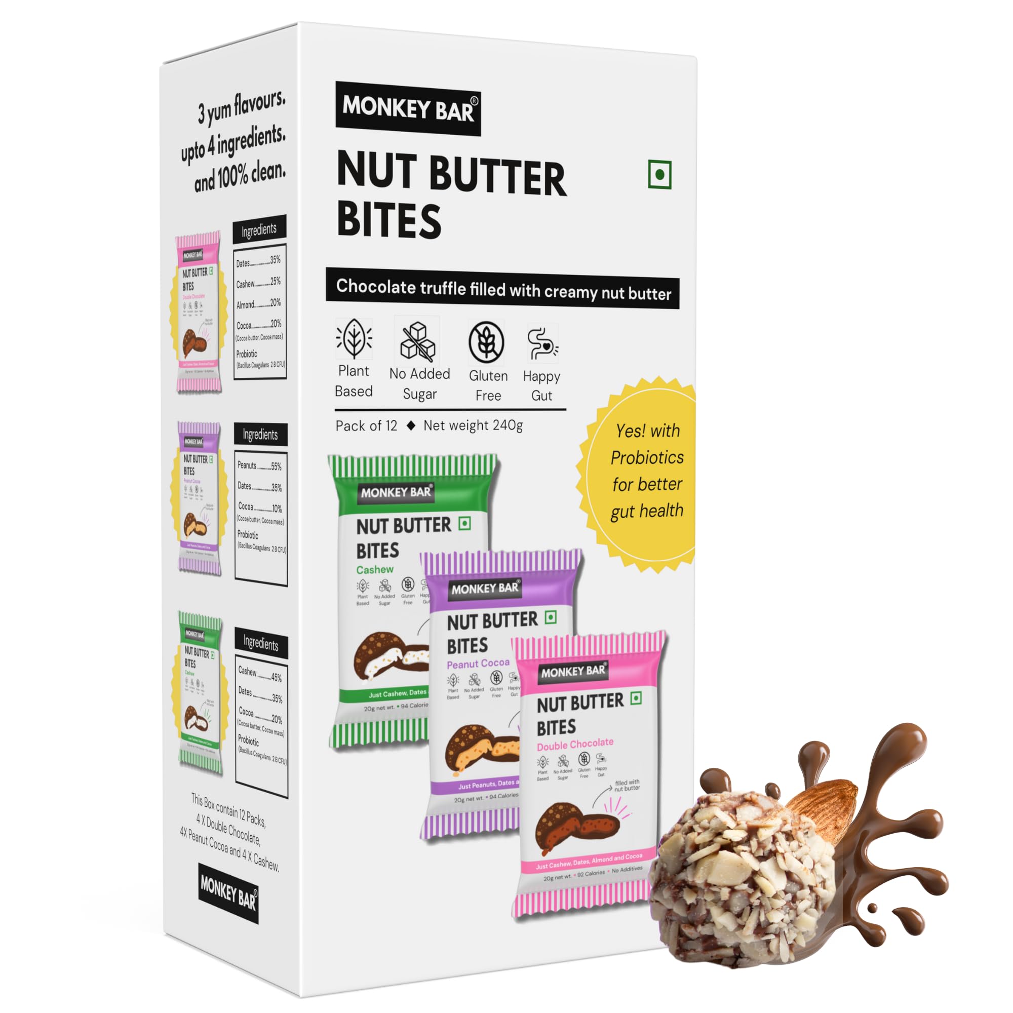 See full amazon price history chart for MONKEY BAR Nut Butter Bites - Assorted - 55% Dark Chocolate Truffle filled with Nut Butter - Pack of 12 - No Added Sugar - Best Chocolate Gift Box for Clean Snack MONKEY BAR Nut Butter Bites - Assorted - 55% Dark Chocolate Truffle filled with Nut Butter - Pack of 12 - No Added Sugar - Best Chocolate Gift Box for Clean Snack (B0CZP7KTNY) Amazon Price History, Amazon Price Tracker