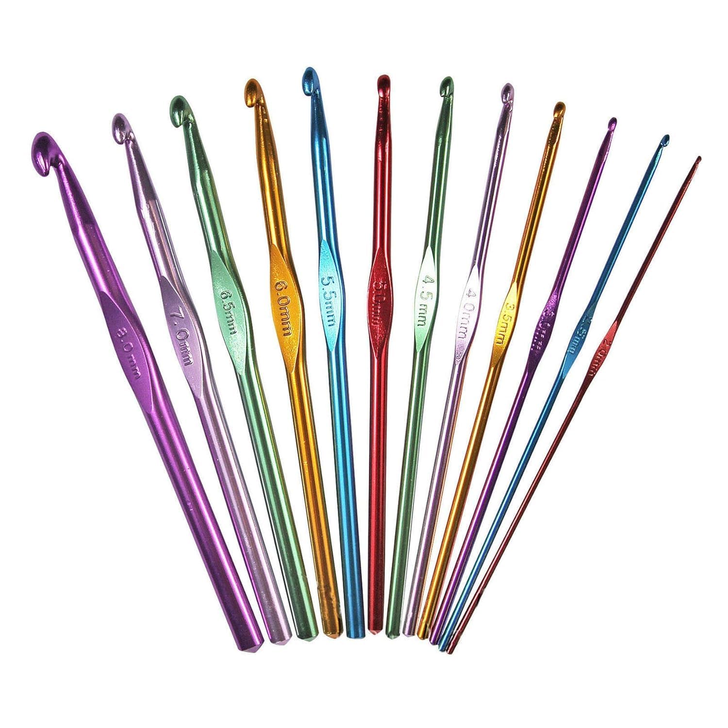 COSMO VIBES Crochet Hooks Kit, 12 Pieces Set, Multicolor, Plastic, Wood, For Beginners, Crocheting, Sweaters, Scarves, Hats