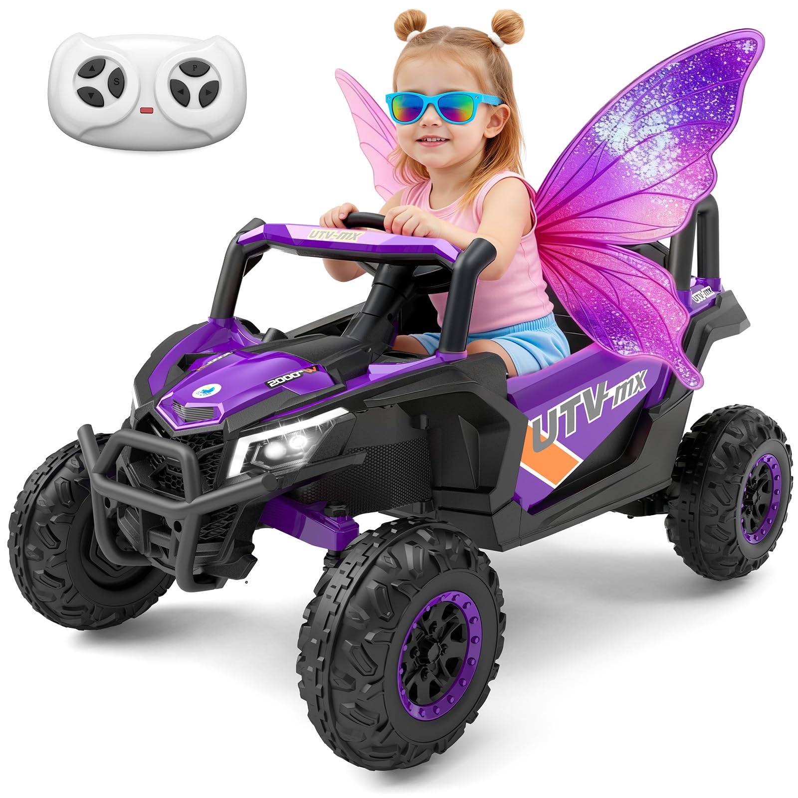 Hotsolo 12V Ride on Car Truck, Power Wheels with Parent Remote Control, Shock Absorbers, Bluetooth, Music, Led Lights, Ride on Toy for Kids Ages 3-8,