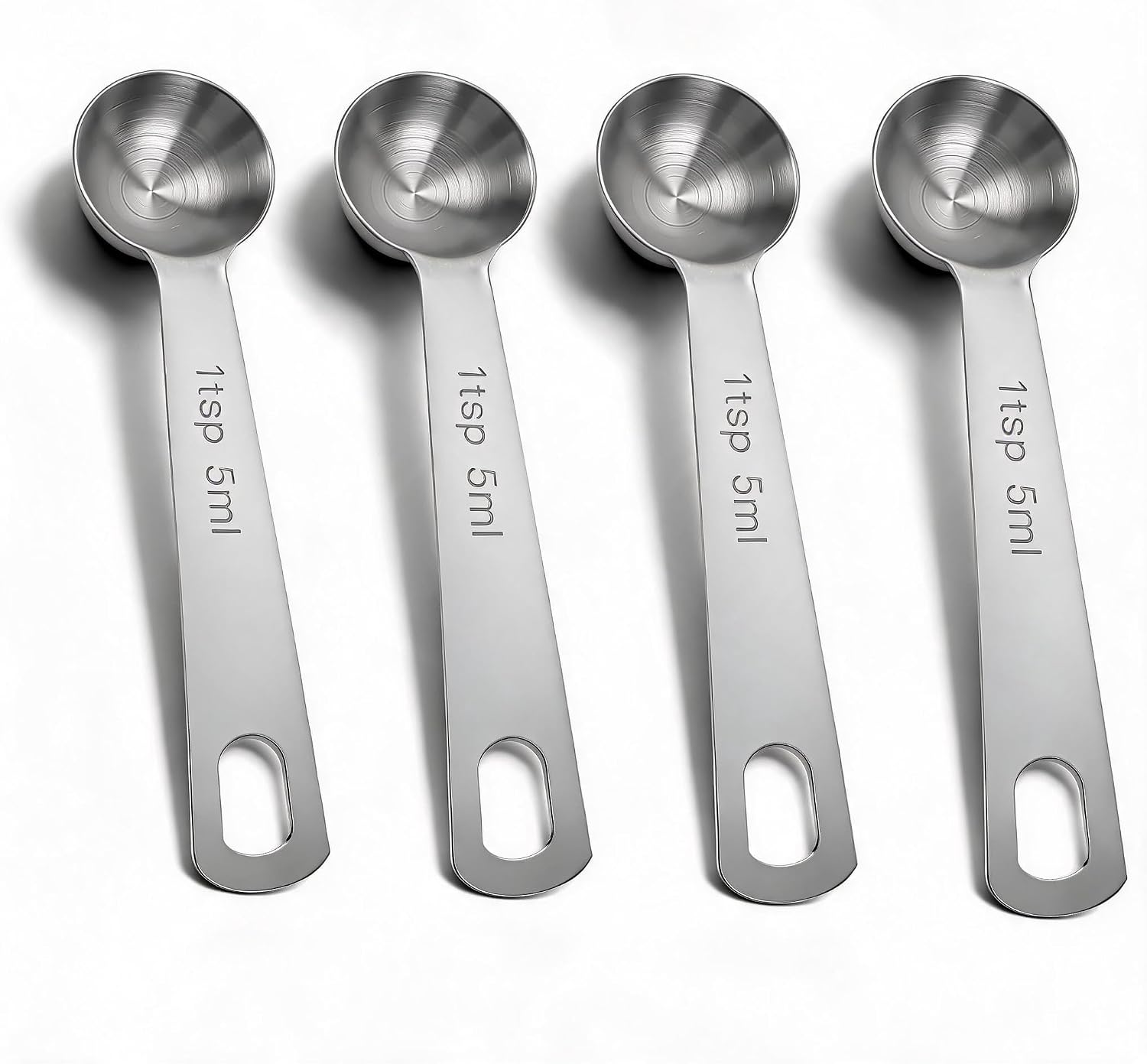 4-Pack Stainless Steel 5ml Teaspoon Measuring Spoons – Precise Kitchen Set
