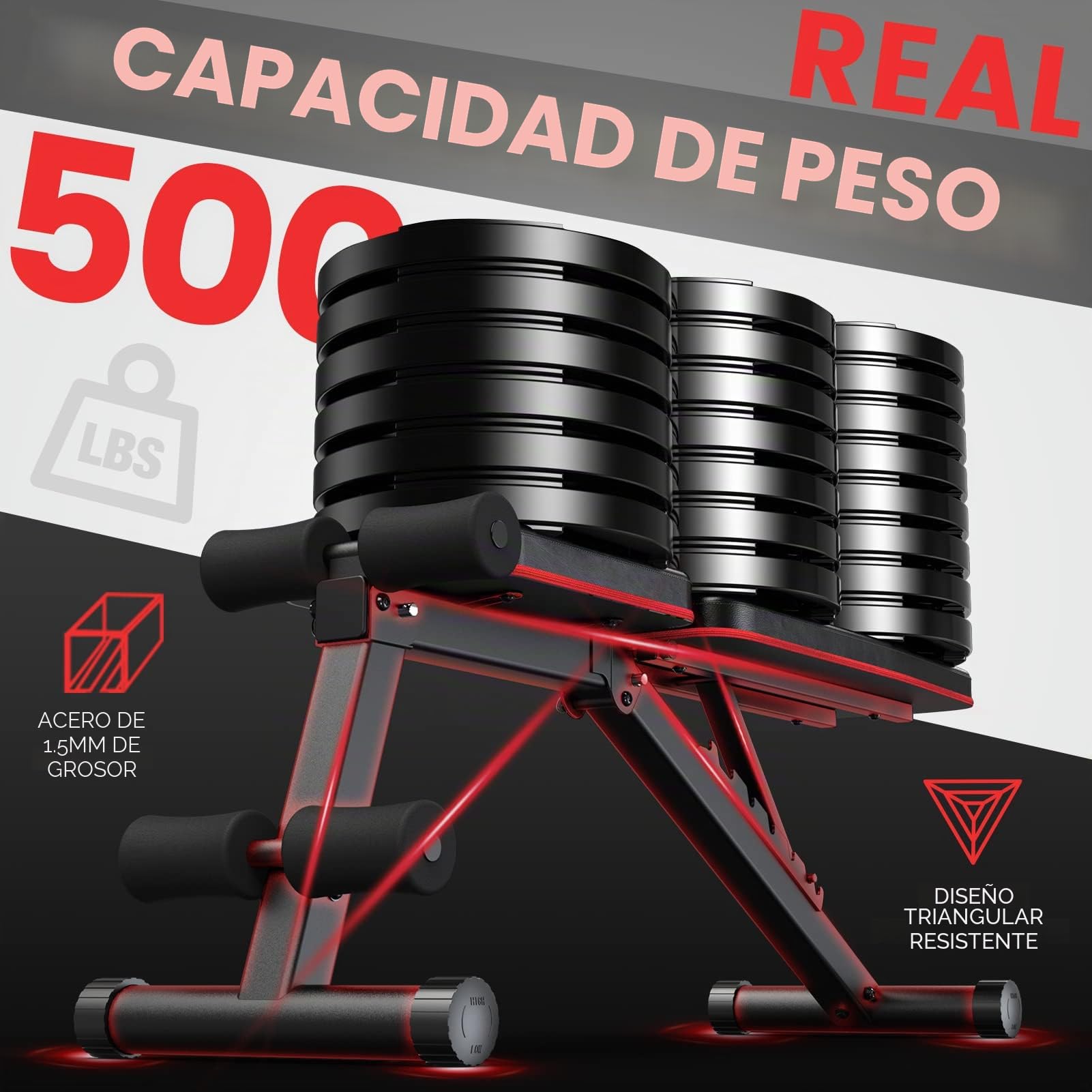 PASYOU Banco de Pesas Musculación, Banco Abdominales Plegable 7 en 1, Banco Pesas Ajustable adecuado para el hogar y el gimnasio, Negro, Capacidad de peso 230KG PA300
