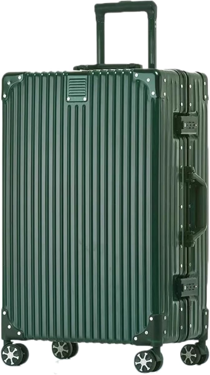 HotWay Equipaje facturado sin cremallera de 26 pulgadas con marco de aluminio | Equipaje facturado, carcasa rígida de PC, marco de aluminio, sin cremallera, 8 ruedas giratorias, cerraduras TSA, para viajes largos, verde
