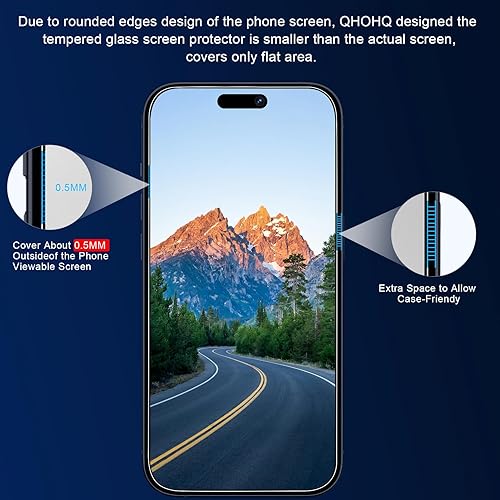 Miniatura 4 de QHOHQ Paquete de 3 protectores de pantalla de privacidad para iPhone 15 Pro Max 6.7 pulgadas con 3 protectores de lente de cámara, película de