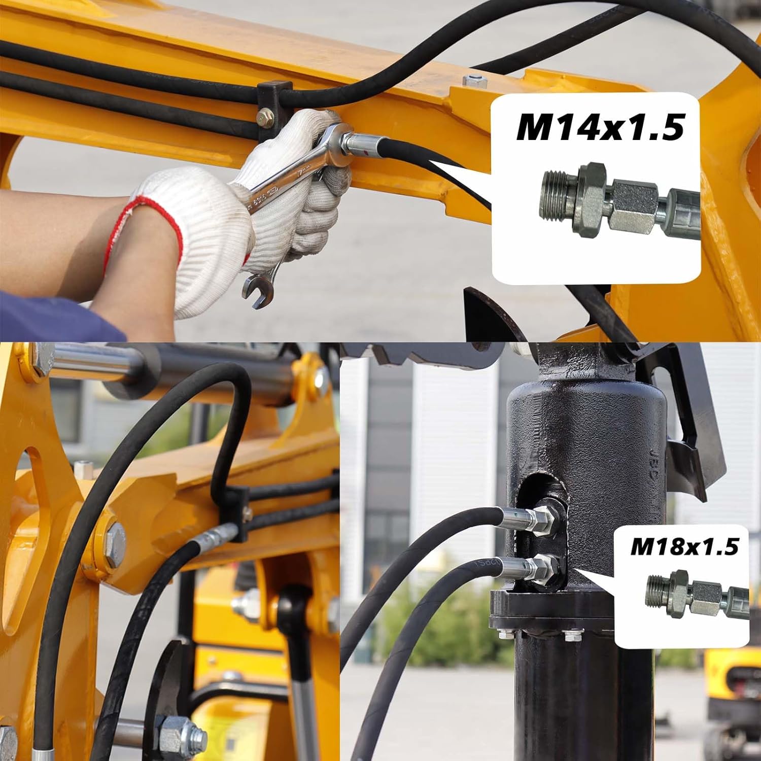 12"/300mm Mini Excavator Auger, Small Excavaror Attamentchs, Drilling Diameter of 12" Depth of 40", 2 Hydraulic Hose with M14 x 1.5, Hydraulic Drive Suitable for Drilling Digging Planting
