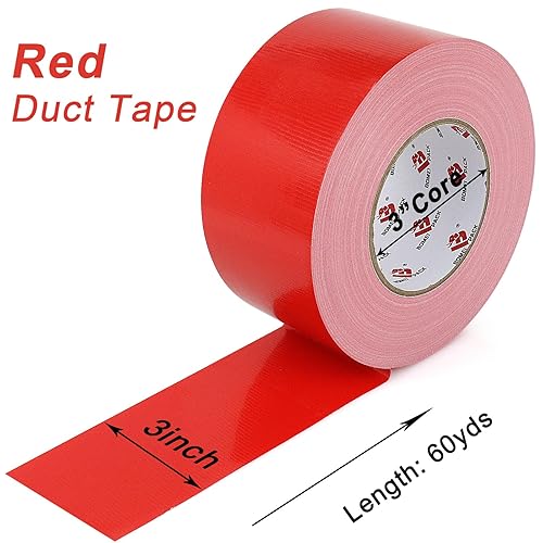 Miniatura 2 de Cinta adhesiva roja de 3 pulgadas, cinta adhesiva resistente de color rojo de 3 pulgadas x 60 yardas, 9 mil de grosor, grado industrial,