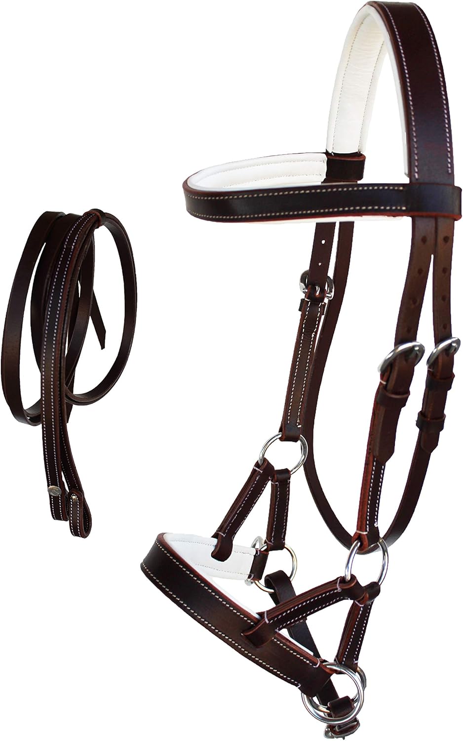 CHALLENGER Western Horse Leather Bitless sidepull Bridle Reins 7710WH-F