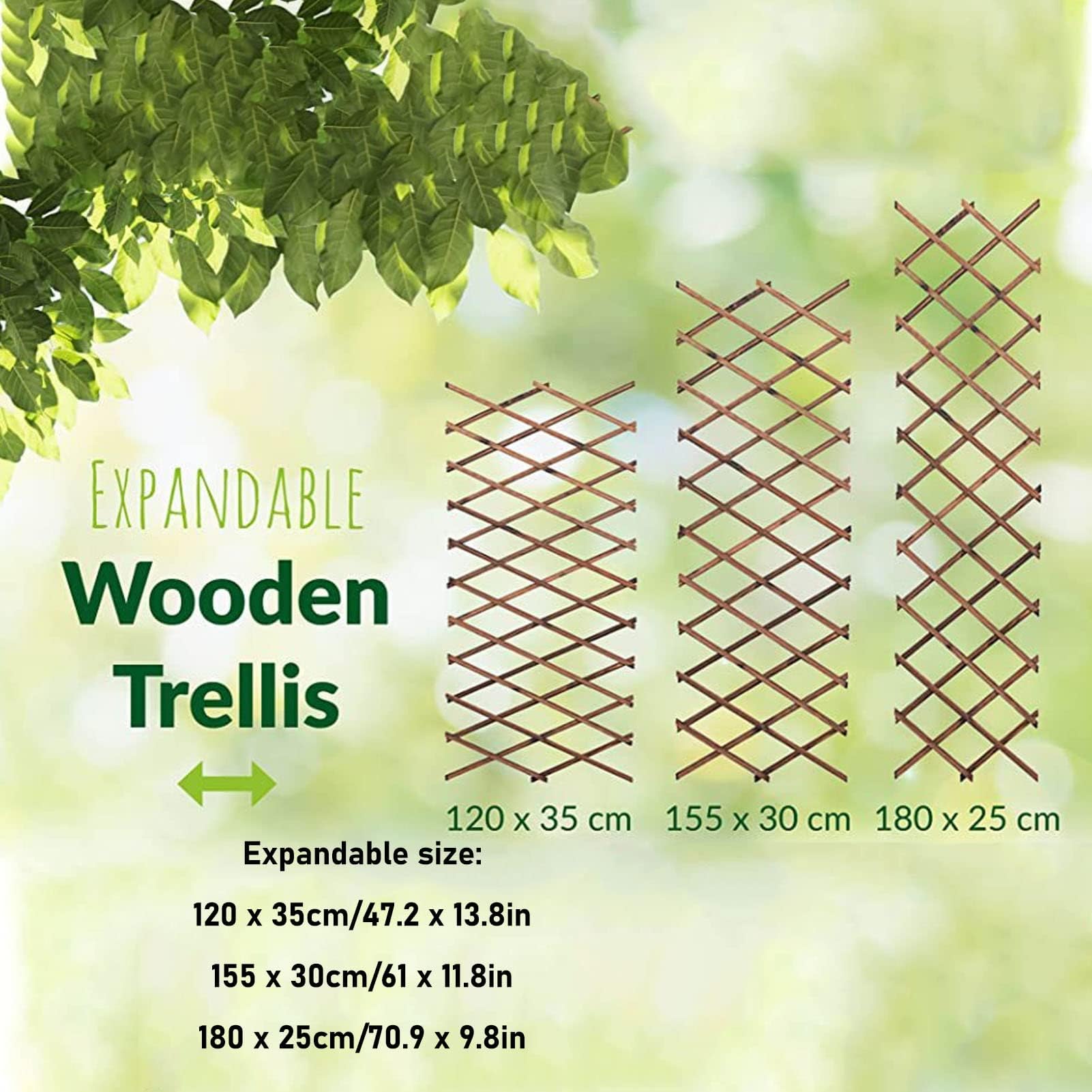 Atyhao Enrejado de Plantas Extensible, Enrejado de Pared de Valla de Enrejado de Madera Decorativa para Exteriores, Soporte de Valla de Enrejado para Flores de Enredaderas Trepadoras