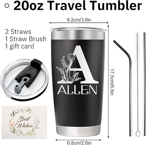 Miniatura 6 de Vaso personalizado con nombres, 22 diseños, vaso de café aislado personalizado de 20 onzas con tapa y pajita, regalos de cumpleaños personalizados