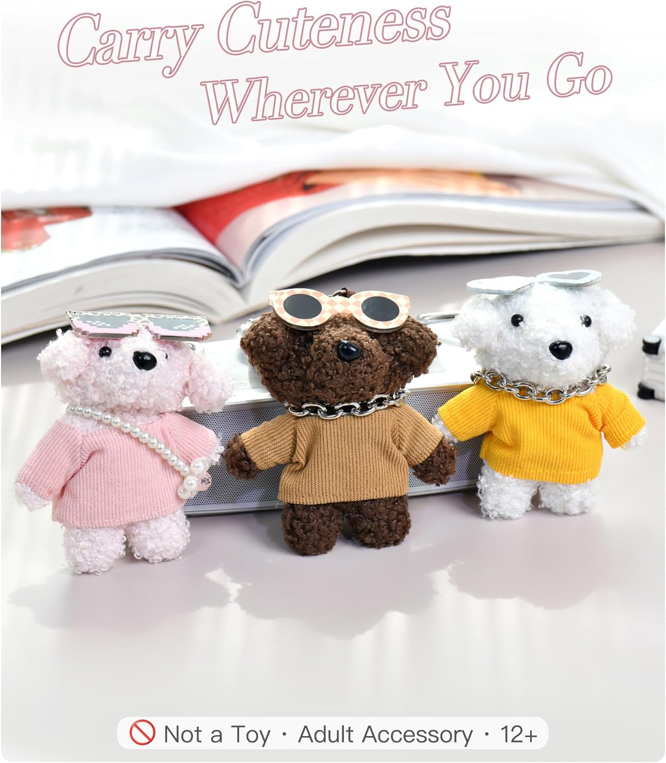 | Cute Plush Teddy Keychain – Soft Bear Bag Charm & Car Mirror Hanging, Gift for Women & Girls - Image 3