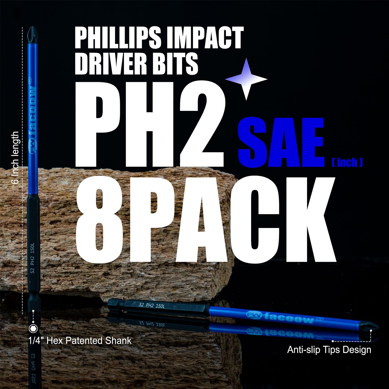 Facoow Impact Driver Bits - 8 Piece Set -2
