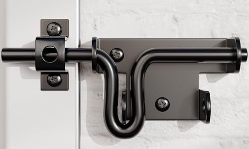 HILLMASTER Heavy Duty Slide Bolt Gate Latch with Padlock Hole - Black Barrel Bolt Lock for Wood, Vinyl and Metal Fences HILLMASTER Heavy Duty Slide Bolt Gate Latch with Padlock Hole - Black Barrel Bolt Lock for Wood, Vinyl and Metal Fences