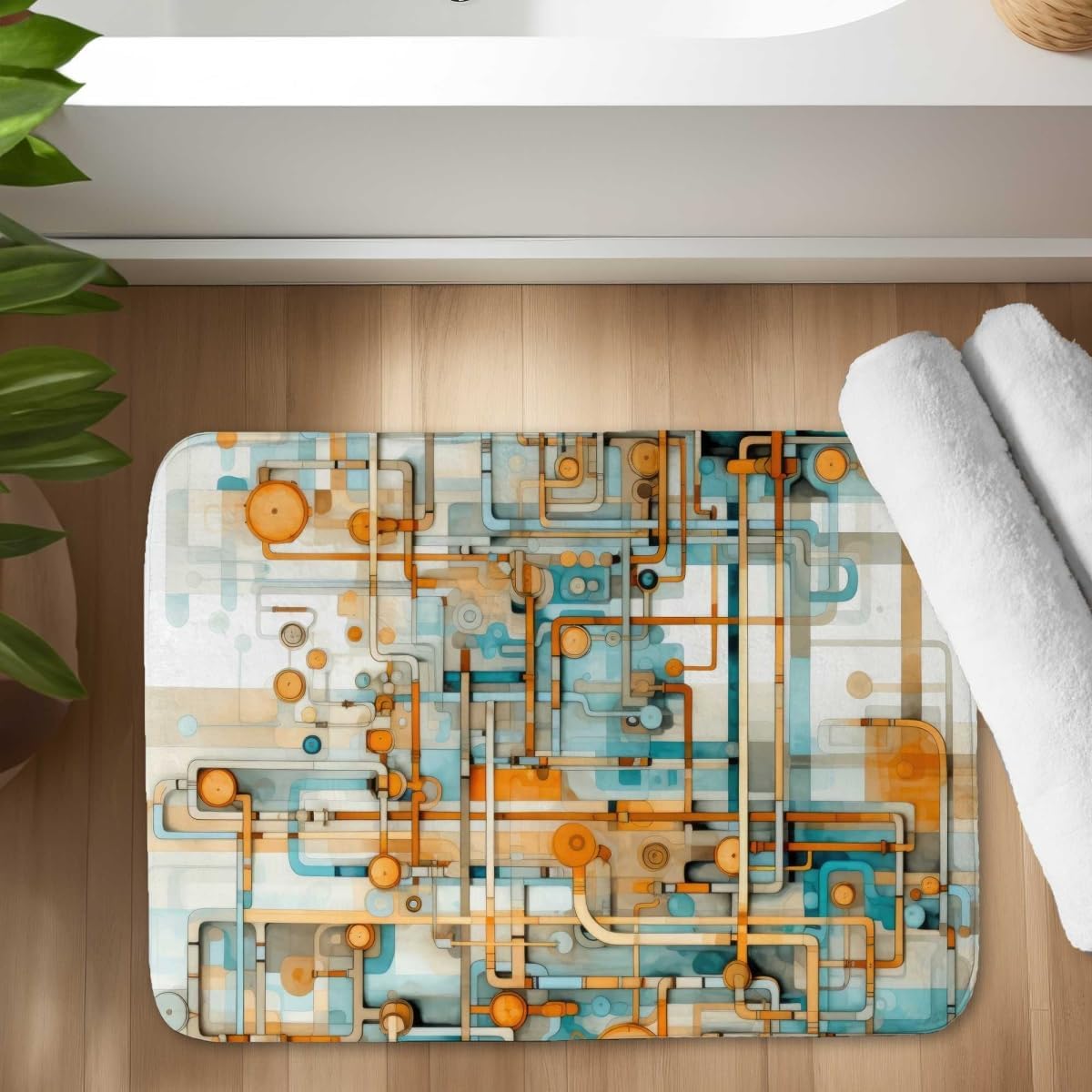 C1BM17241LHXOE 17 x 24 in. Like Clockwork Gold Bath Mat - Elegant Home Decor Accent