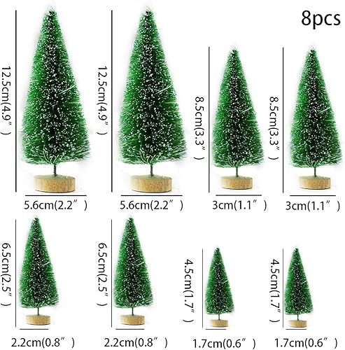 Miniatura 5 de 8 adornos de árbol de pino en miniatura de escritoriocepillo de botellas 4 tamaños mini árbol de Navidad artificial para decoración del hogar mesa