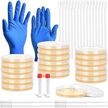 Nutrient Agar Petri Dishes Science Project Kit,16Pcs Nutrient Agar Plates and Cotton Swabs Dropper Pipettes for Science Experiments