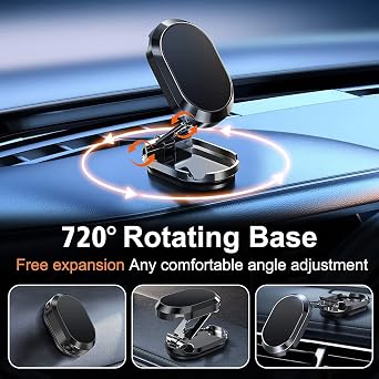 Cell Phone Holder,720-Degree Adjustable Swivel and Foldable Phone Bracket,New Alloy Folding Magnetic Car Phone Holder,720 Rotate Magnetic Car Phone Holder Foldable Universal (Silver*2)
