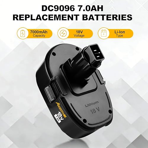 Miniatura 2 de Reemplazo de 7.0Ah para batería Dewalt de 18 V, XRP, iones de litio DC9098, DC9099, DC9096, compatible con Dewalt de 18 voltios herramientas