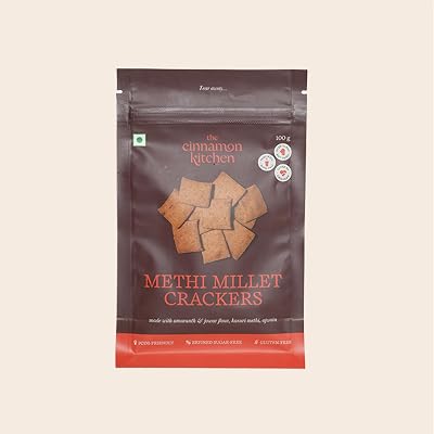 The Cinnamon Kitchen Methi Millet Crackers (100 g) | As Seen On Shark Tank | 100% Natural & Healthy | Refined Sugar Free