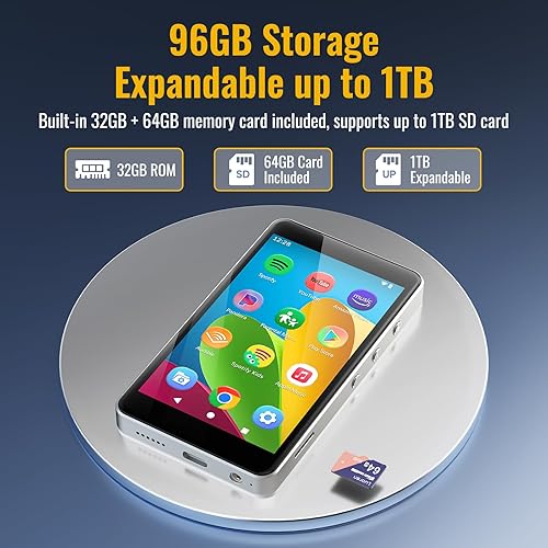 Miniatura 7 de Reproductor de MP3 con Spotify para niños, reproductor MP4 basado en Android 14 con App Store, controles parentales, Tienda Music, Libby, Audible,