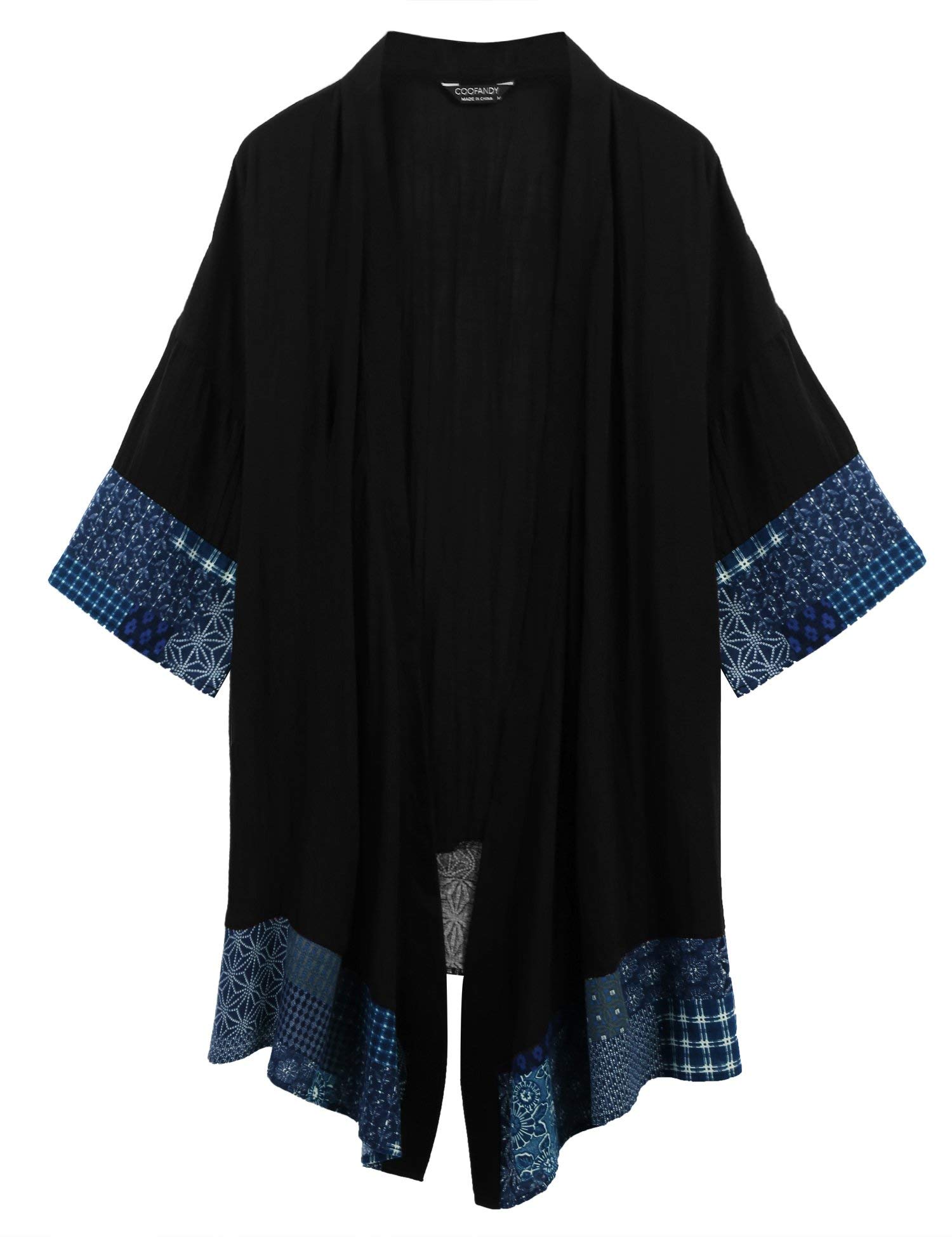 COOFANDY Męski falbany szal kołnierz lekki kardigan długie kimono kurtki otwarty przód zasłona peleryna płaszcz