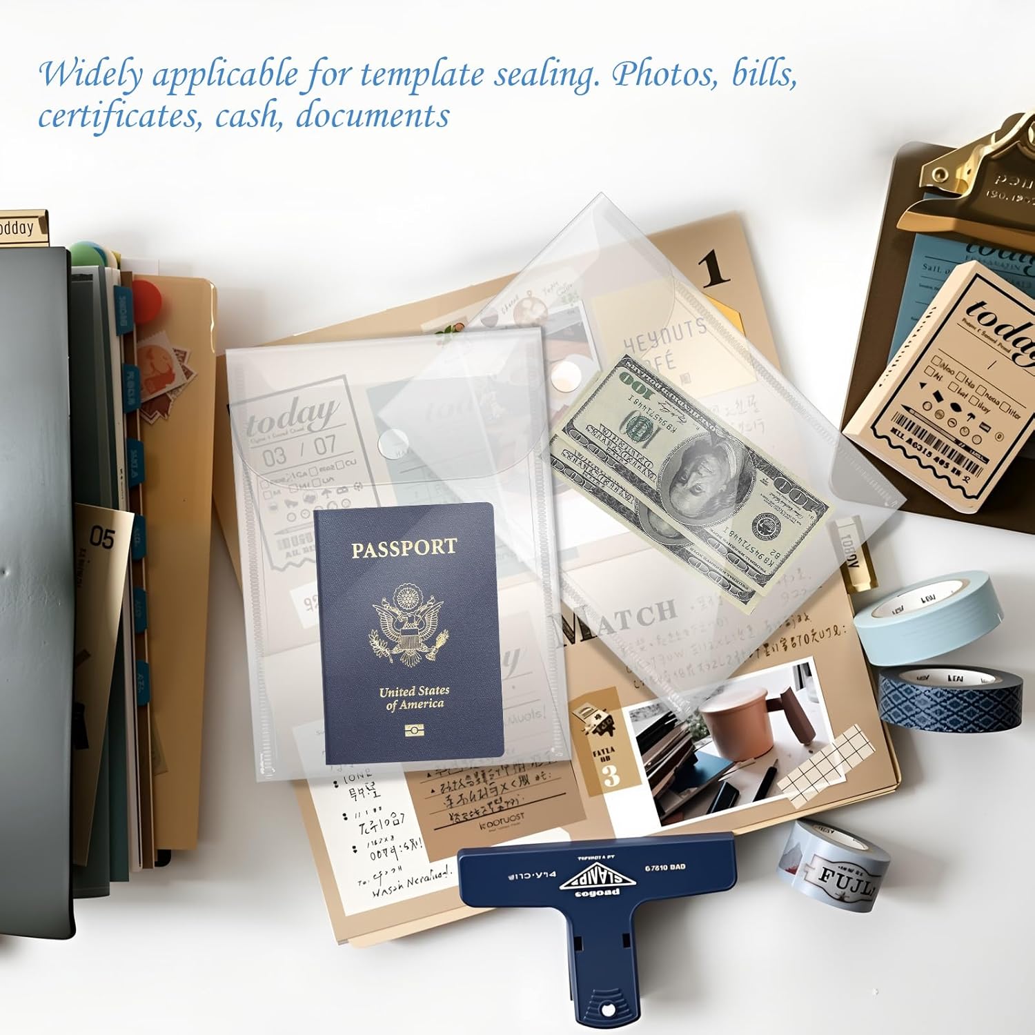 40 Pack Clear Die and Stamp Storage Bag, Snap Plastic Envelopes 5x7 Transparent Plastic Folders for Cutting Dies Stencil Embossing Crafts and Organize Store Small Items - Image 3