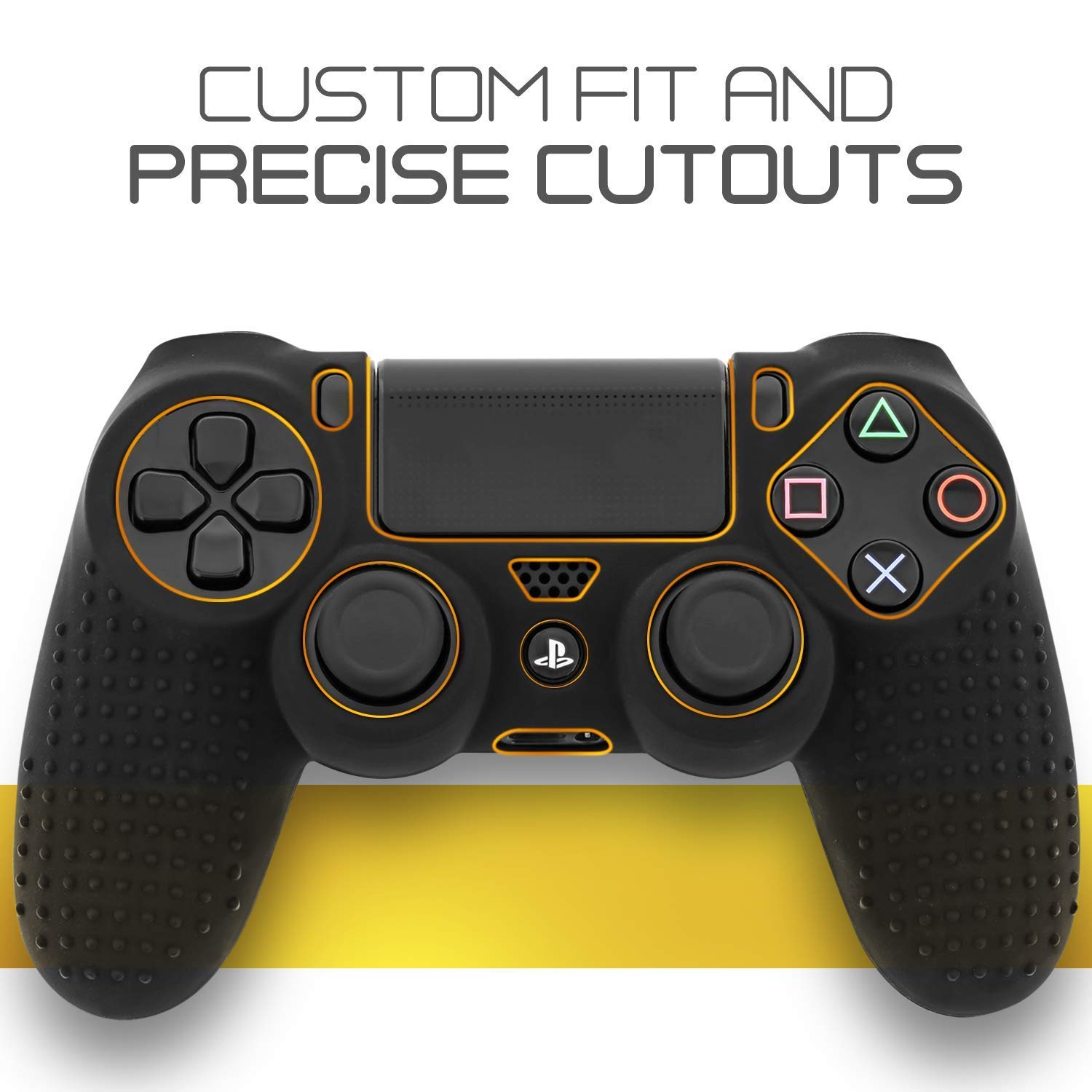 Fosmon Controller PS4 Skin Custodia Protettiva Anti-Scivolo per Sony PS4/PS4 Slim/PS4 PRO Controller (8 Prese Pollice / 4 Paia) - Nero