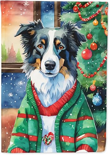Caroline's Treasures DAC3378GF Bandera de jardín de Navidad Border Collie Bandera para buzón Bandera decorativa para patio exterior, obras de arte